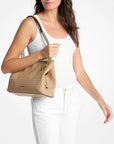 Christina Medium Signature Logo Messenger Bag (CAMEL)