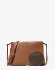 Trisha Pebbled Leather Crossbody Bag With Pouch Gift Set (LUGGAGE)