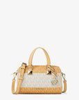 Grayson Small Striped Signature Logo Duffel Crossbody Bag (HONEYWHEAT)