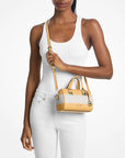 Grayson Small Striped Signature Logo Duffel Crossbody Bag (HONEYWHEAT)
