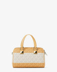Grayson Small Striped Signature Logo Duffel Crossbody Bag (HONEYWHEAT)