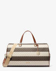 Grayson Extra-Large Striped Signature Logo Weekender Bag (VANILLA/LUGGAGE)