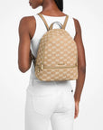 Rhea Medium Logo Jacquard Denim Backpack (CAMEL)