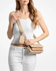 Jet Set Travel Small Logo Jacquard Denim Crossbody Bag With Pouch (CAMEL)