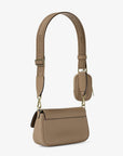 Jet Set Travel Small Pebbled Leather Crossbody Bag With Pouch (CAMEL)