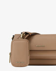 Jet Set Travel Small Pebbled Leather Crossbody Bag With Pouch (CAMEL)