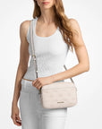 Jet Set Travel Large Logo Debossed Camera Crossbody Bag (LT CREAM)