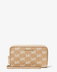 Jet Set Travel Large Logo Jacquard Denim Smartphone Wallet (CAMEL)