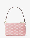 Jet Set Travel Small Logo Jacquard Denim Wristlet (POWDER BLUSH)