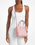 Eva Extra-Small Logo Jacquard Convertible Tote Bag (POWDER BLUSH)