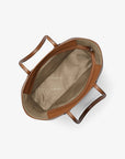 Eva Large Saffiano Leather Tote Bag (LUGGAGE)