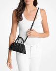 Petra Small Floral Embellished Crossbody Bag (BLACK)