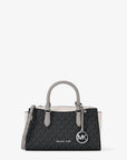 Arden Small Color-Block Signature Logo Messenger Bag (BLACK COMBO)