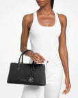 Arden Medium Top-Zip Satchel (BLACK)
