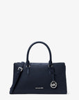 Arden Medium Top-Zip Satchel (NAVY)