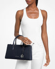 Arden Medium Top-Zip Satchel (NAVY)