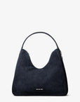 Nayla Medium Suede Hobo Shoulder Bag (NAVY)