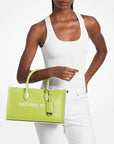 Mirella Medium Pebbled Leather Satchel (LIME)