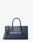 Mirella Medium Pebbled Leather Satchel (NAVY)