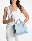 Mirella Medium Logo Debossed Satchel (PALE OCEAN)