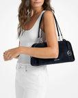 Cecily Medium Suede Shoulder Bag (NAVY)