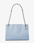 Christina Medium Signature Logo Shoulder Bag (PALE OCEAN)