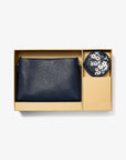 Trisha Pebbled Leather Crossbody Bag With Printed Signature Logo Pouch (NAVY)