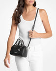 Grayson Small Pebbled Leather Duffel Crossbody Bag (BLACK)