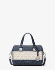 Grayson Small Striped Signature Logo Duffel Crossbody Bag (NAVY)