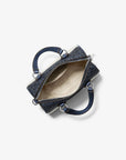 Grayson Small Striped Signature Logo Duffel Crossbody Bag (NAVY)