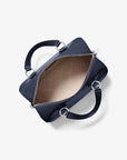 Grayson Medium Pebbled Leather Duffel Crossbody Bag (NAVY)
