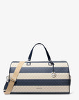 Grayson Extra-Large Striped Signature Logo Weekender Bag (NAVY)