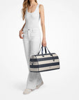 Grayson Extra-Large Striped Signature Logo Weekender Bag (NAVY)
