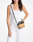 Tatum Small Striped Woven Crossbody Bag (BLACK)