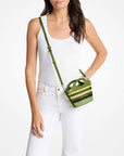 Tatum Small Striped Woven Crossbody Bag (LIME)