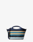 Tatum Small Striped Woven Crossbody Bag (NAVY)