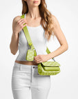 Jet Set Travel Small Logo Jacquard Denim Crossbody Bag With Pouch (LIME)