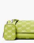 Jet Set Travel Small Logo Jacquard Denim Crossbody Bag With Pouch (LIME)