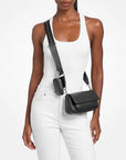 Jet Set Travel Small Pebbled Leather Crossbody Bag With Pouch (BLACK)