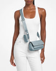 Jet Set Travel Small Pebbled Leather Crossbody Bag With Pouch (PALE OCEAN)