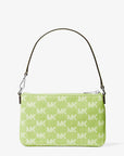 Jet Set Travel Small Logo Jacquard Denim Wristlet (LIME)