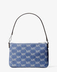 Jet Set Travel Small Logo Jacquard Denim Wristlet (DENIM)