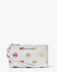 Jet Set Travel Rainbow Logo Embossed Wristlet (OPTIC WHITE)