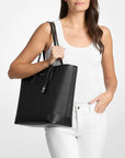 Eva Large Saffiano Leather Tote Bag (BLACK)