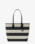 Eva Large Striped Signature Logo Tote Bag (BLACK)