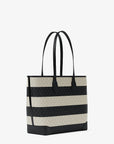 Eva Large Striped Signature Logo Tote Bag (BLACK)