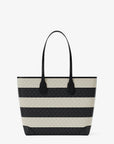 Eva Large Striped Signature Logo Tote Bag (BLACK)