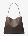 Christina Large Signature Logo Shoulder Bag (BROWN)