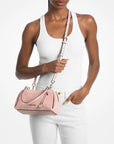 Cecily Small Suede Shoulder Bag (POWDER BLUSH)