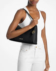 Sammy Medium Pebbled Leather Convertible Shoulder Bag (BLACK)